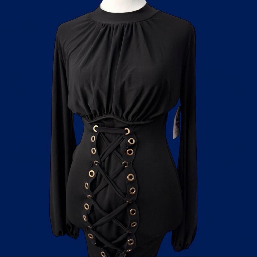 Black Lace-Up Women's Mini Dress